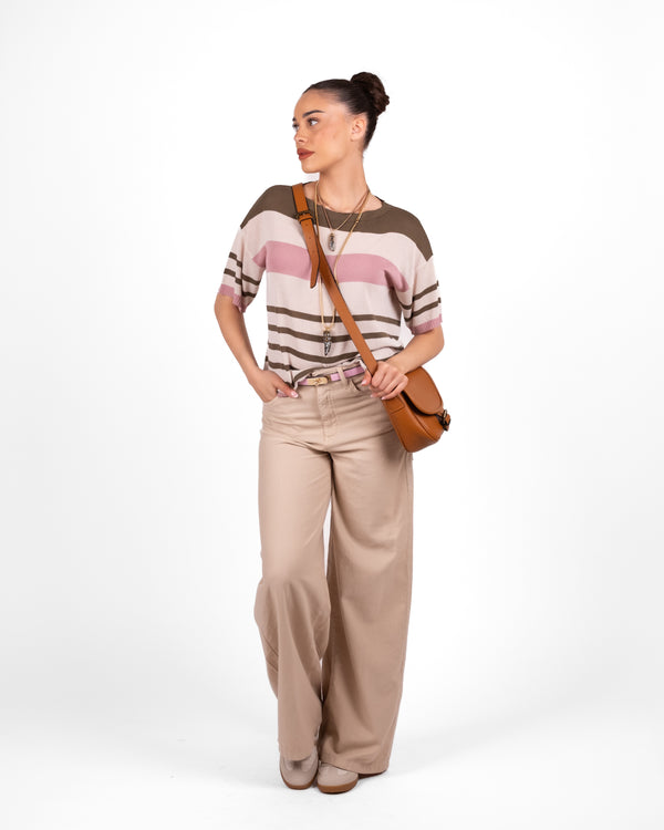 Dixie Pantalone Wide Leg - SABBIA