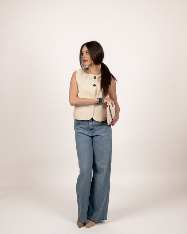 Haveone Gilet 2 Bottoni - BURRO