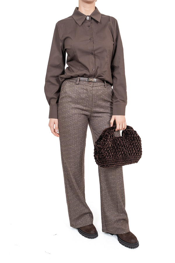 Susy Mix Camicia Bottone Gioiello - MORO