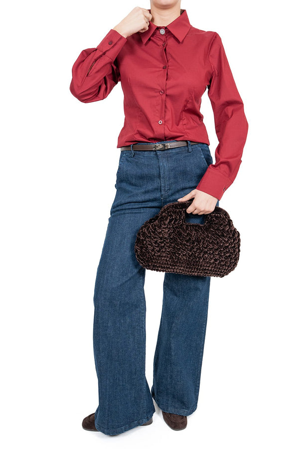 Susy Mix Camicia Bottone Gioiello - BORDEAUX