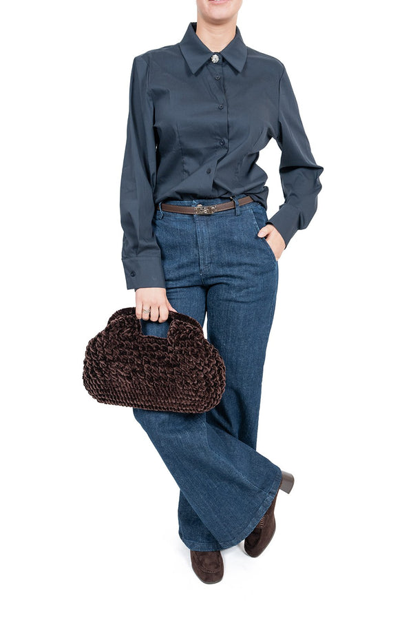 Susy Mix Camicia Bottone Gioiello - blu